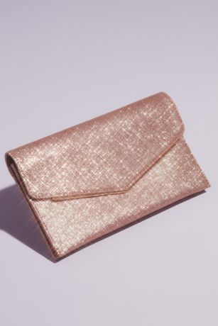David's Bridal Glitter Envelope Clutch with Metal Edge